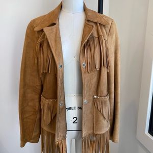 Vintage genuine suede fringe jacket